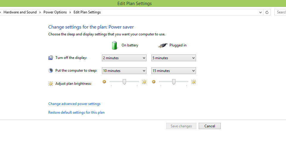 Windows 8 Power Settings 