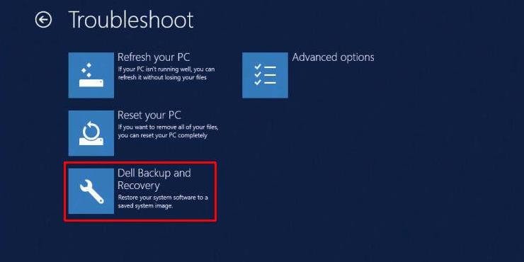 Dell back up and recovery restore your system software to a saved image