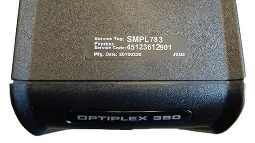 Dell Optiplex 380 service tag