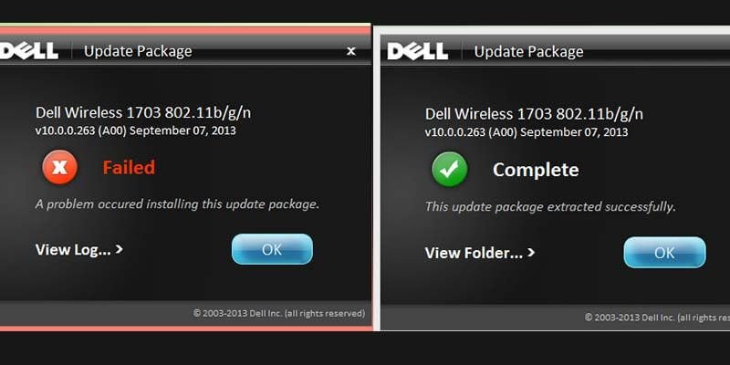 Dell update package error message