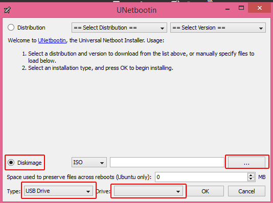 Making a bootable flash drive using UNetbootin