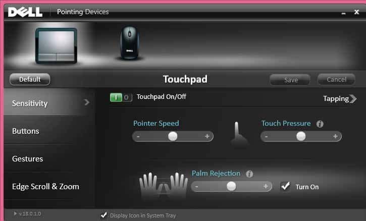 Dell touchpad settings