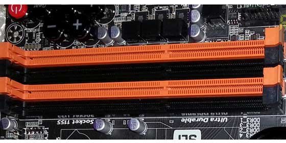 RAM Slots on a desktop mother board