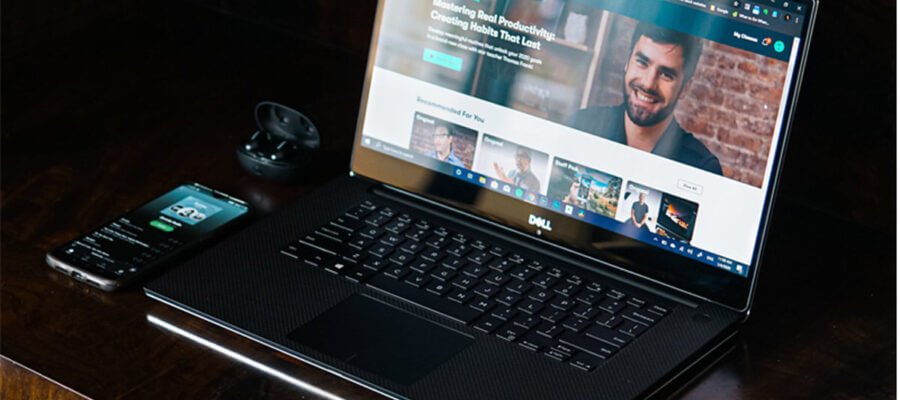 Dell XPS Laptop with a browser window open