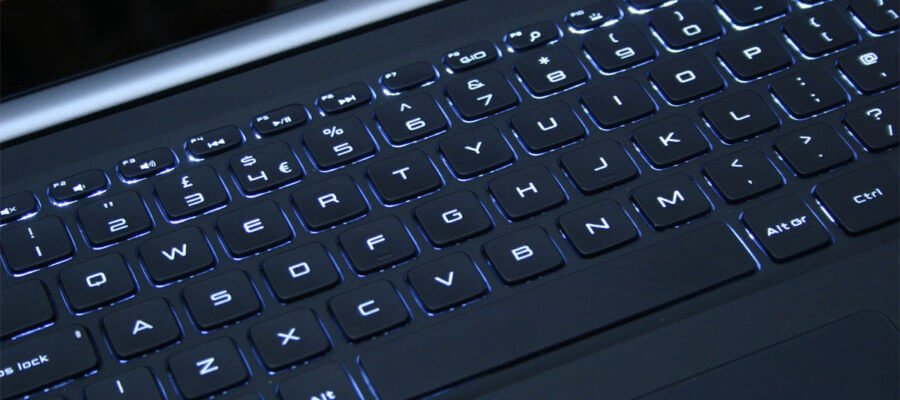 Dell XPS keyboard showing alt key and backlit