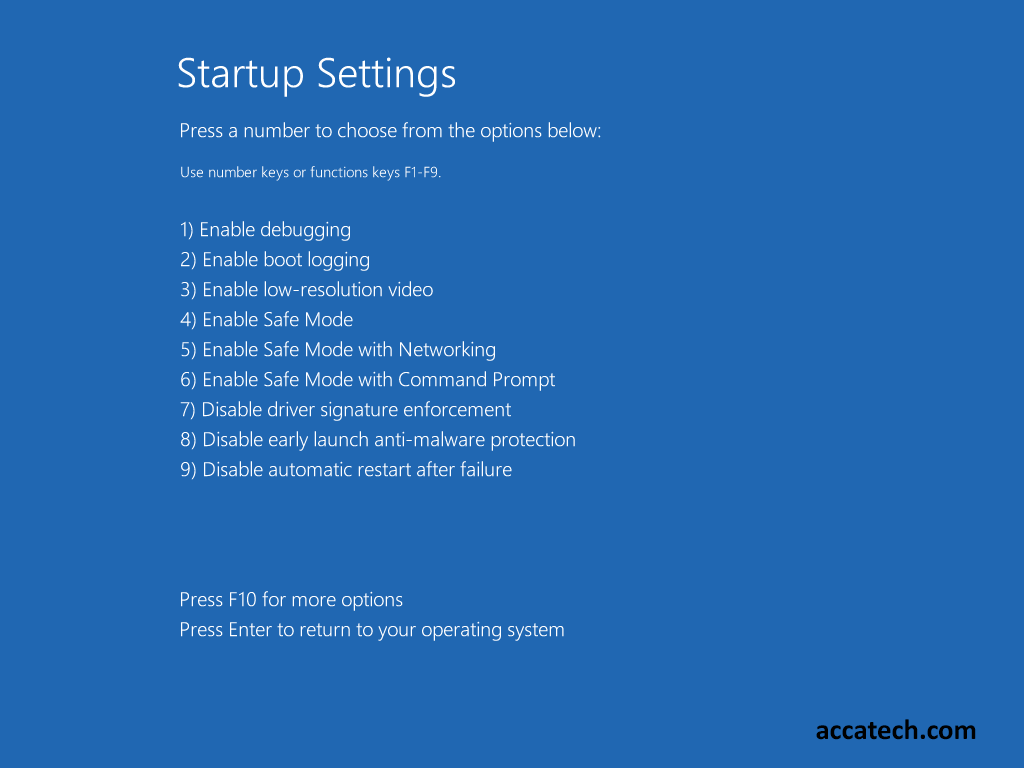 Select Different boot modes, with Networking, low resolution Networking , command prompt and more