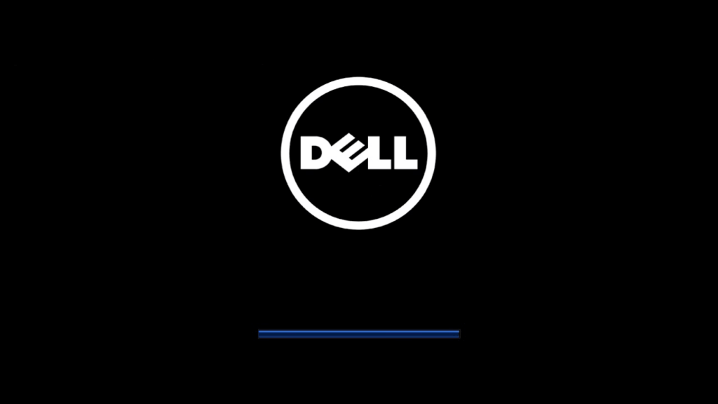 Dell laptop turning show Dell logo