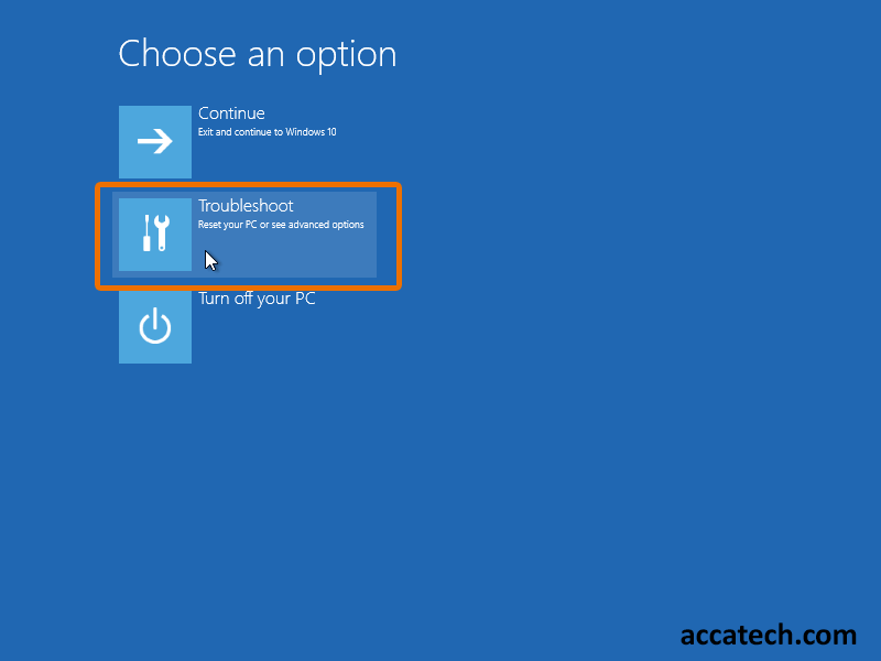 Chose Troubleshoot options