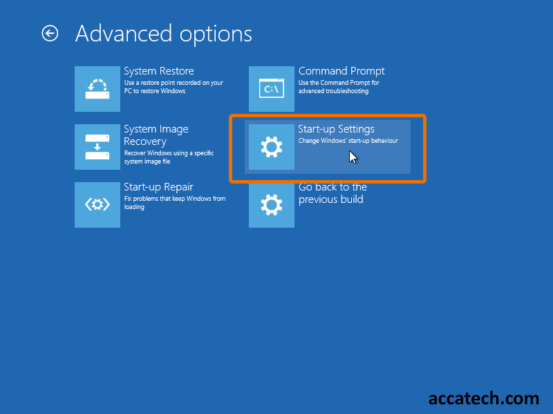 Advanced windows recovery options